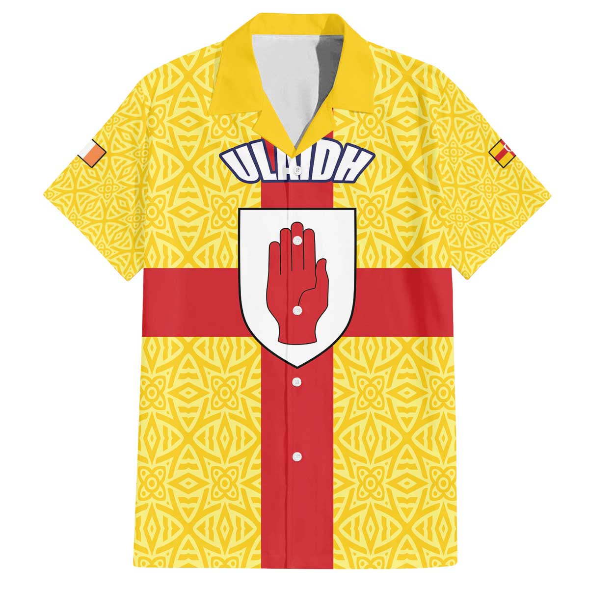 Personalized Ireland Ulster Family Matching Off The Shoulder Long Sleeve Dress and Hawaiian Shirt Ulaidh Flag With Celtic Patern