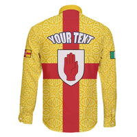 Personalized Ireland Ulster Family Matching Off The Shoulder Long Sleeve Dress and Hawaiian Shirt Ulaidh Flag With Celtic Patern