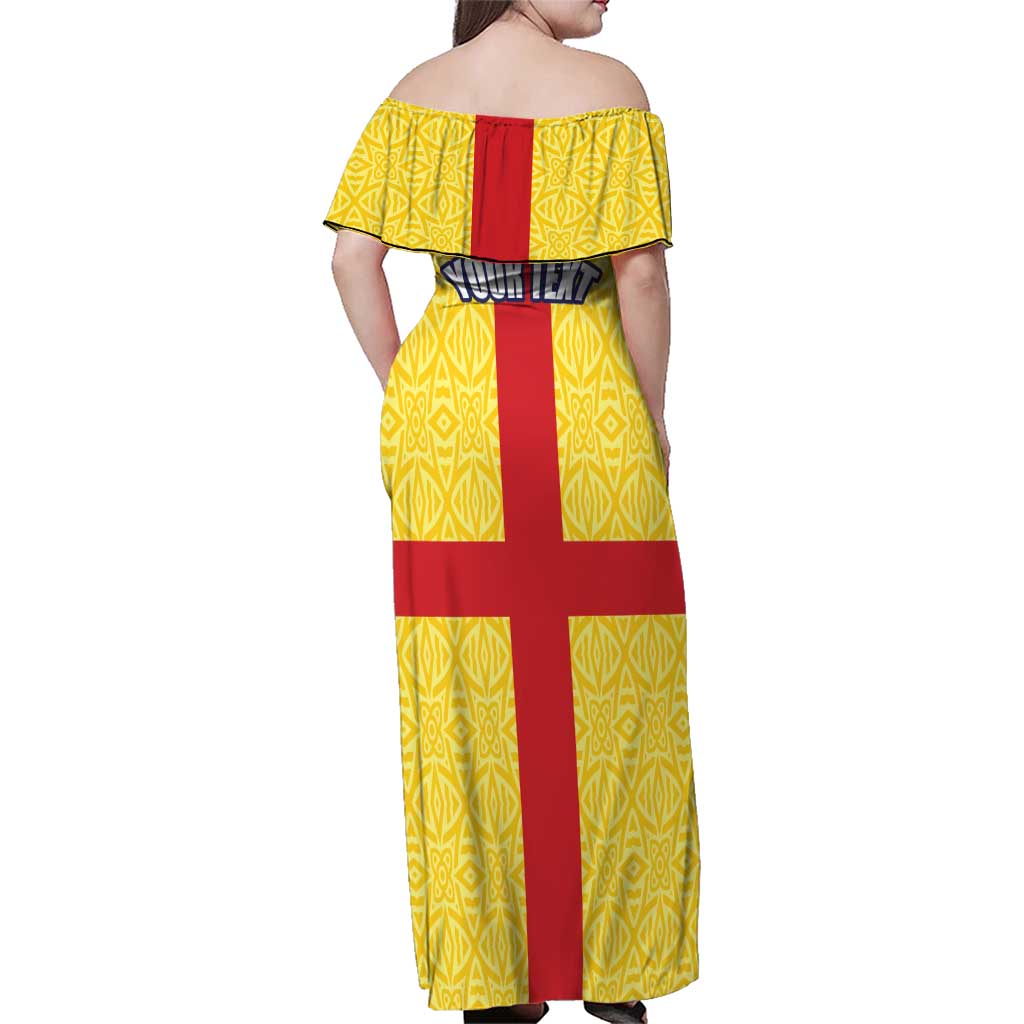 Personalized Ireland Ulster Family Matching Off Shoulder Maxi Dress and Hawaiian Shirt Ulaidh Flag With Celtic Patern