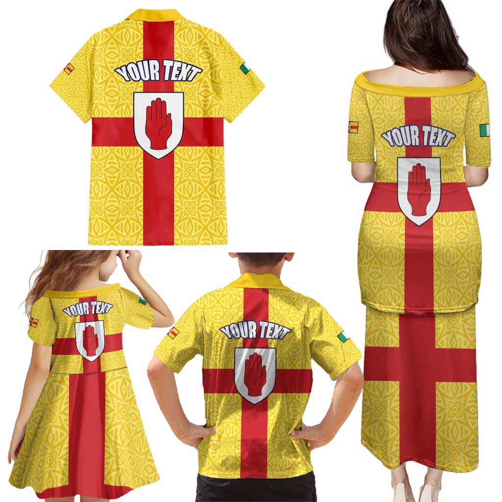 Personalized Ireland Ulster Family Matching Puletasi and Hawaiian Shirt Ulaidh Flag With Celtic Patern