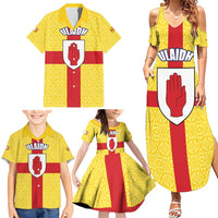 Personalized Ireland Ulster Family Matching Summer Maxi Dress and Hawaiian Shirt Ulaidh Flag With Celtic Patern