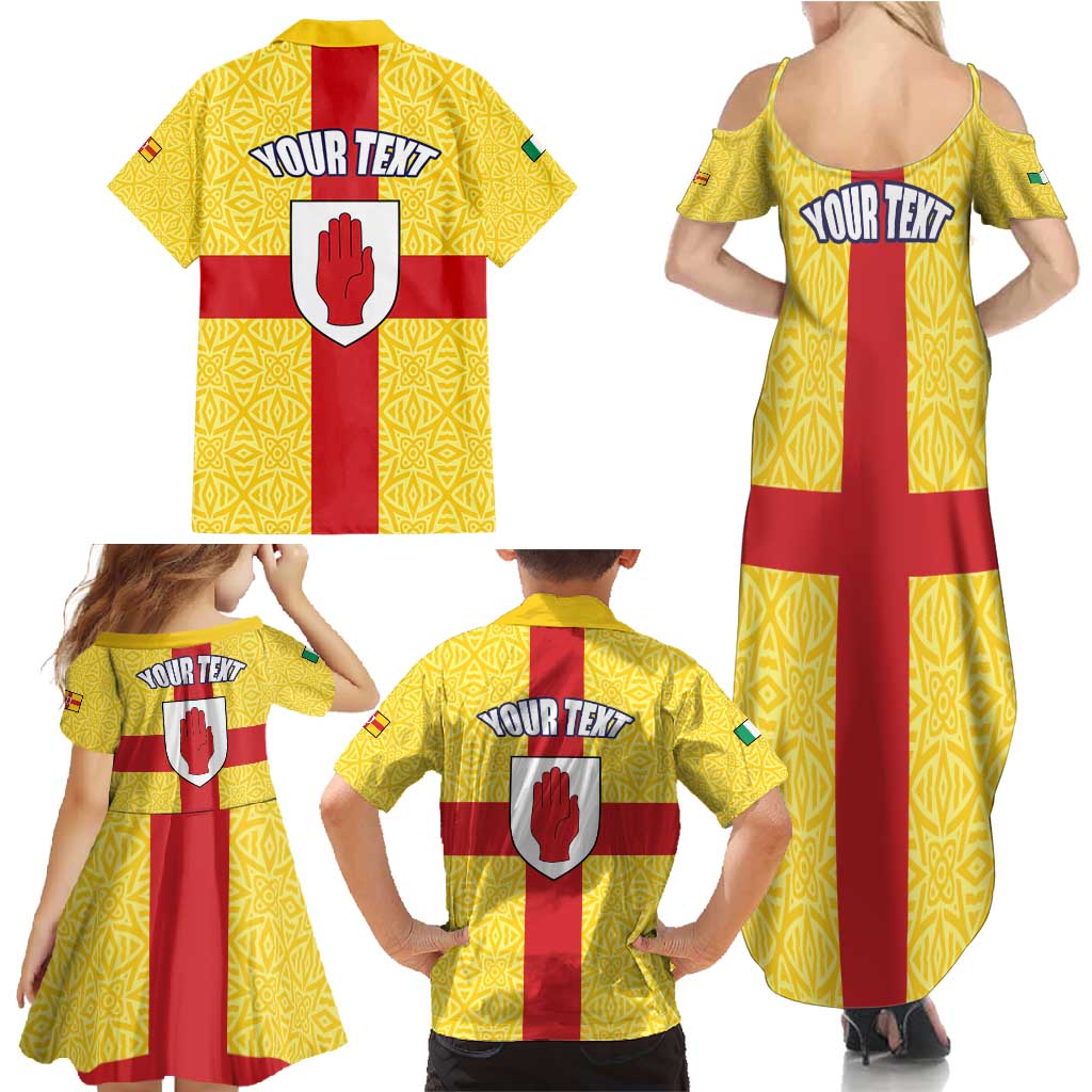 Personalized Ireland Ulster Family Matching Summer Maxi Dress and Hawaiian Shirt Ulaidh Flag With Celtic Patern