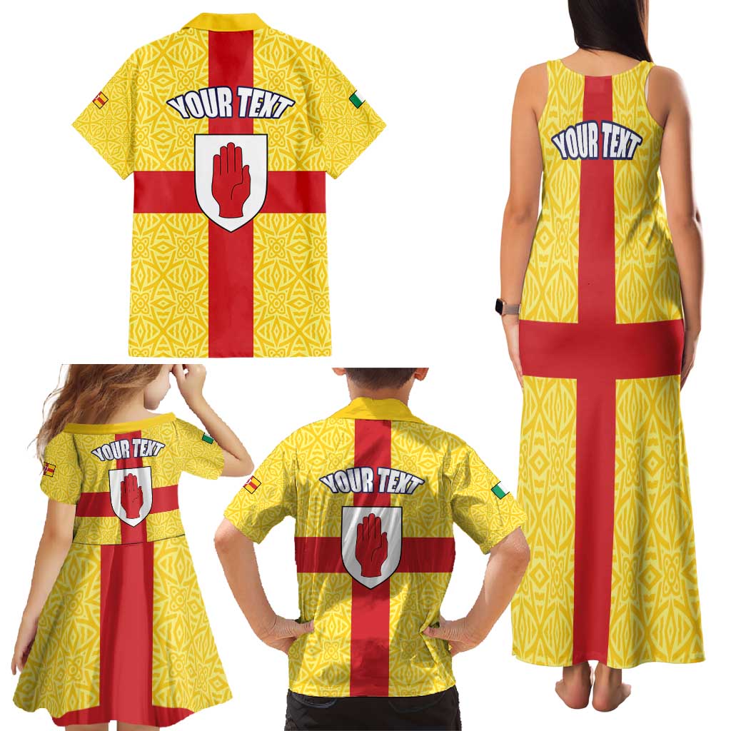 Personalized Ireland Ulster Family Matching Tank Maxi Dress and Hawaiian Shirt Ulaidh Flag With Celtic Patern