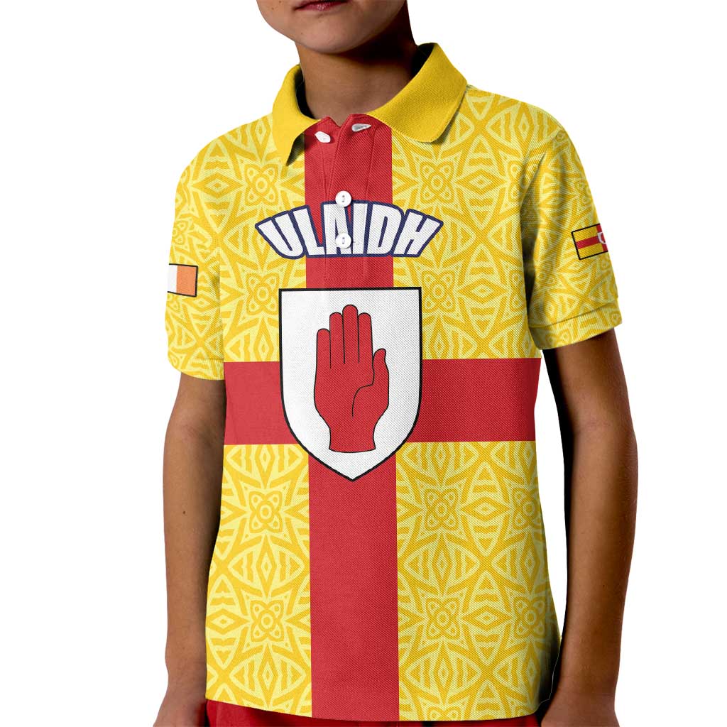 Personalized Ireland Ulster Kid Polo Shirt Ulaidh Flag With Celtic Patern