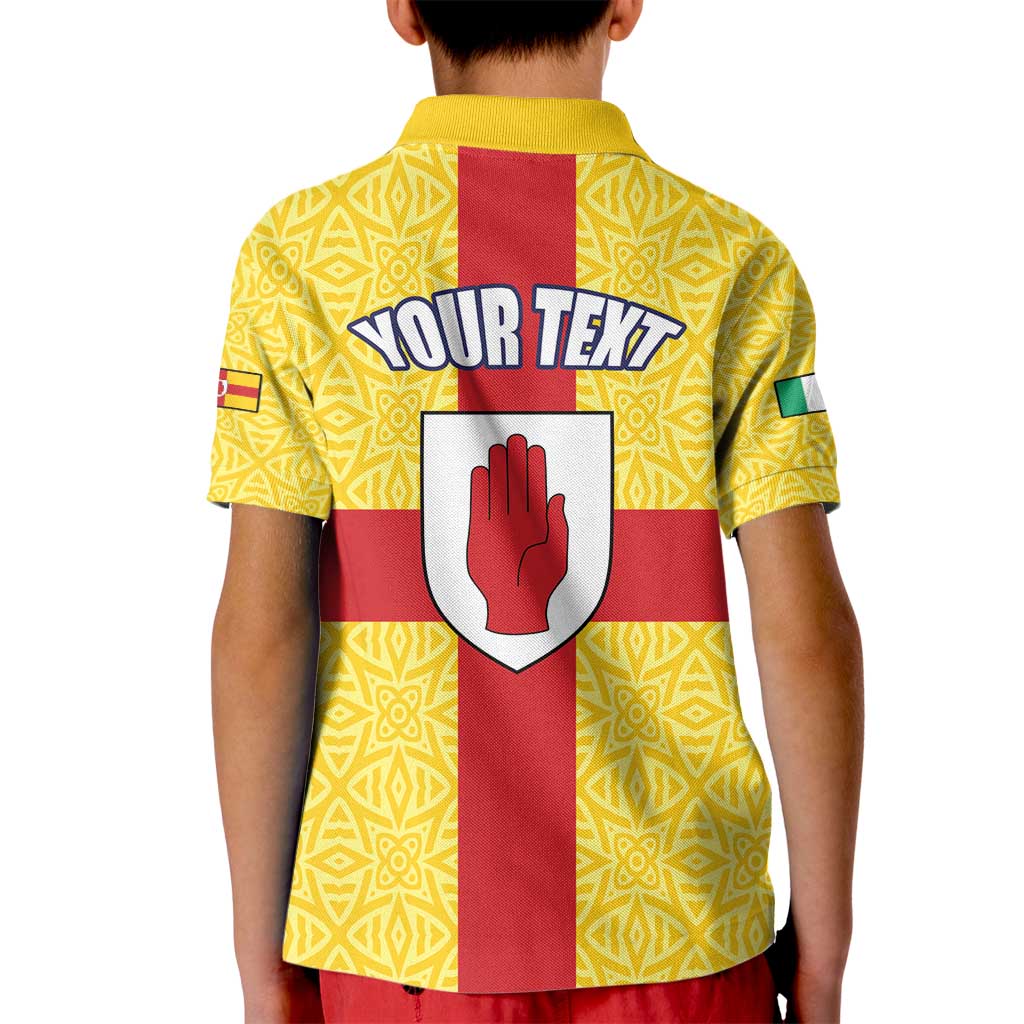 Personalized Ireland Ulster Kid Polo Shirt Ulaidh Flag With Celtic Patern