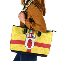 Personalized Ireland Ulster Leather Tote Bag Ulaidh Flag With Celtic Patern