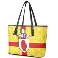 Personalized Ireland Ulster Leather Tote Bag Ulaidh Flag With Celtic Patern
