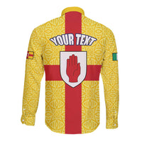 Personalized Ireland Ulster Long Sleeve Button Shirt Ulaidh Flag With Celtic Patern