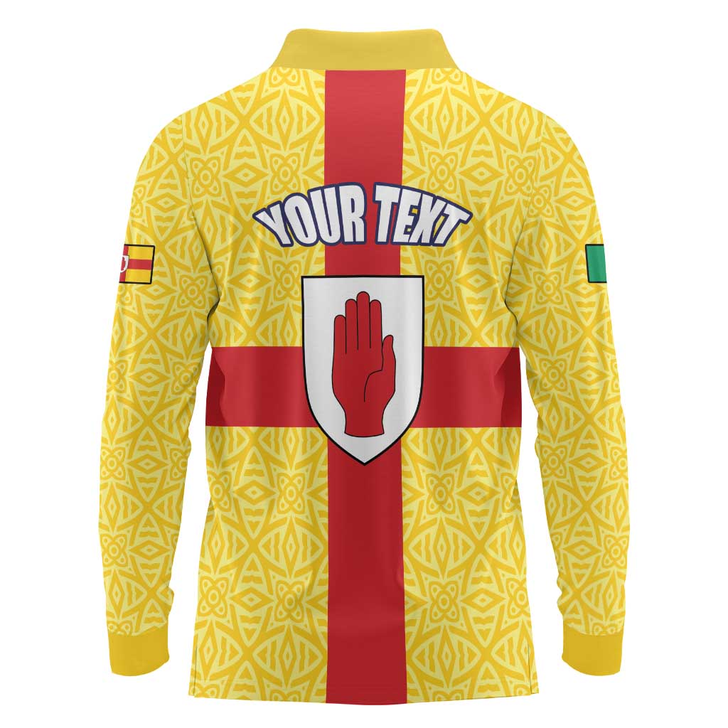 Personalized Ireland Ulster Long Sleeve Polo Shirt Ulaidh Flag With Celtic Patern