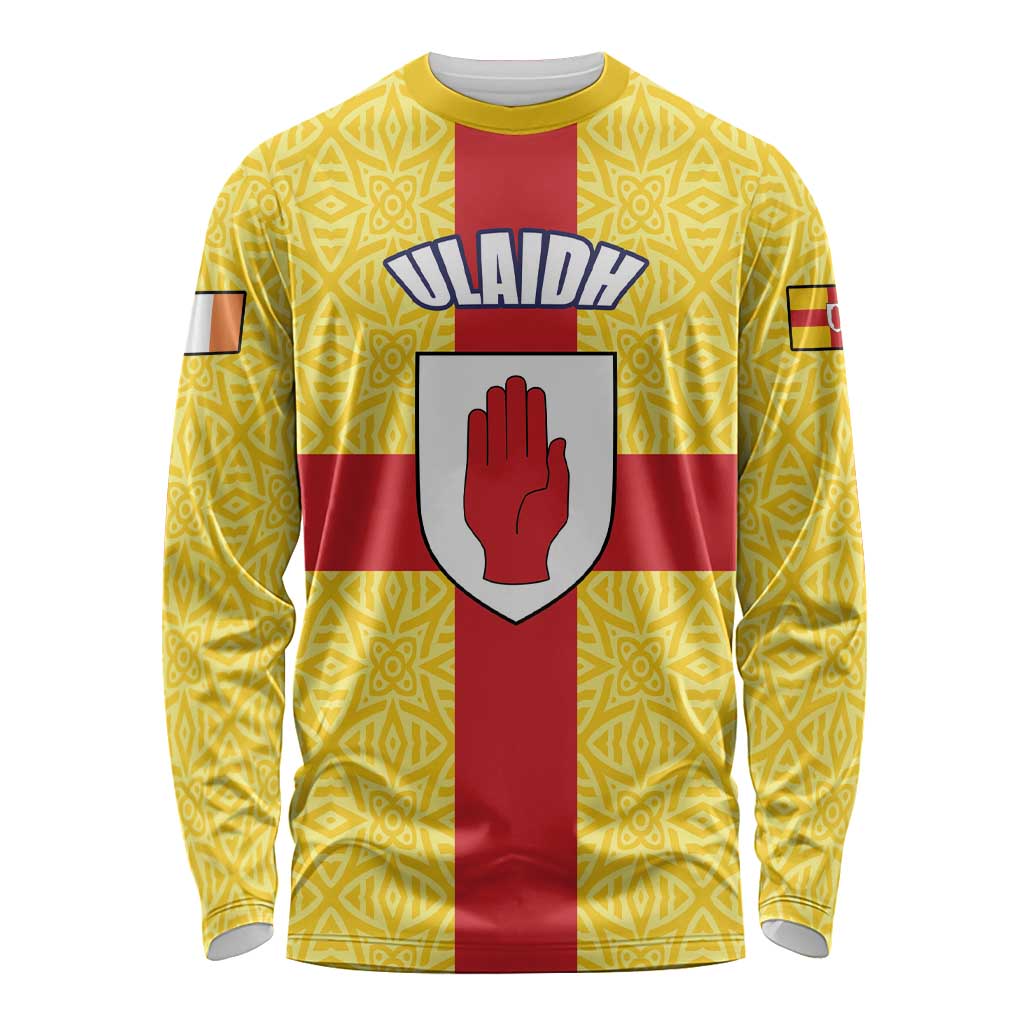 Personalized Ireland Ulster Long Sleeve Shirt Ulaidh Flag With Celtic Patern