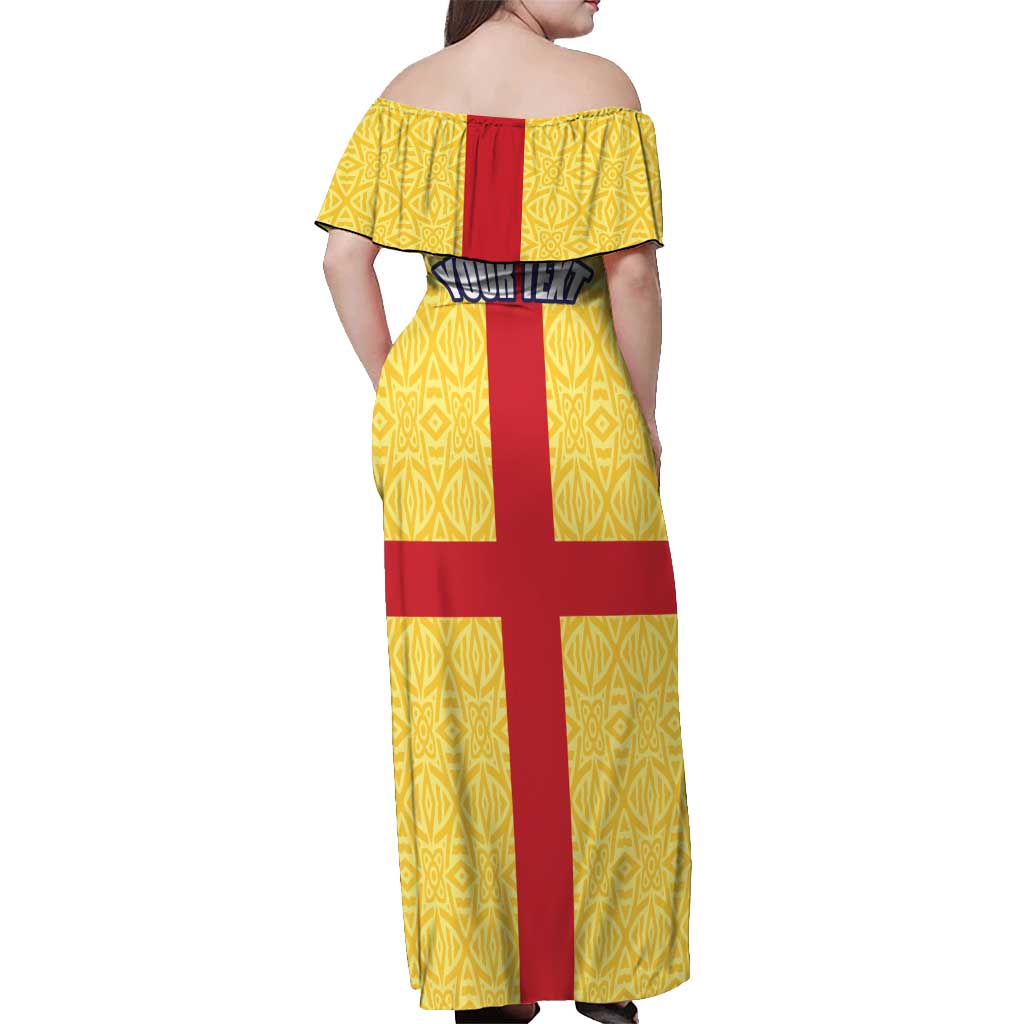 Personalized Ireland Ulster Off Shoulder Maxi Dress Ulaidh Flag With Celtic Patern