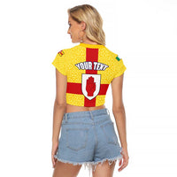 Personalized Ireland Ulster Raglan Cropped T Shirt Ulaidh Flag With Celtic Patern