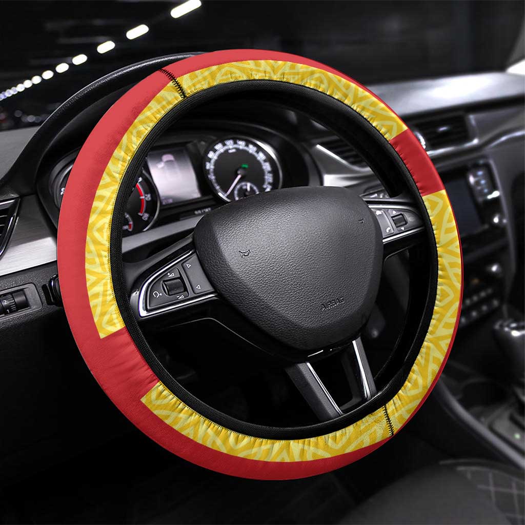 Ireland Ulster Steering Wheel Cover Ulaidh Flag With Celtic Patern