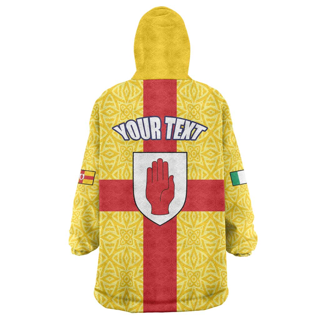 Personalized Ireland Ulster Wearable Blanket Hoodie Ulaidh Flag With Celtic Patern