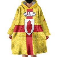 Personalized Ireland Ulster Wearable Blanket Hoodie Ulaidh Flag With Celtic Patern
