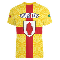 Personalized Ireland Ulster Women V-Neck T-Shirt Ulaidh Flag With Celtic Patern