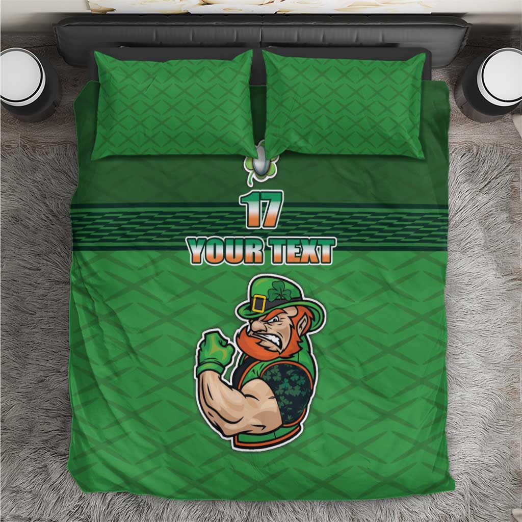 Custom Ireland Rugby with Celtic Pattern Bedding Set Shamrock Go Champions