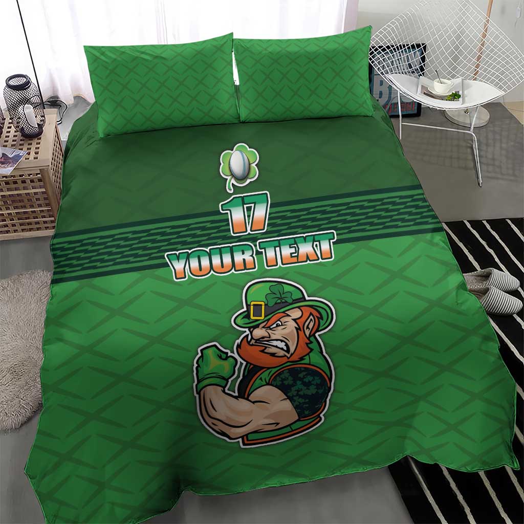 Custom Ireland Rugby with Celtic Pattern Bedding Set Shamrock Go Champions