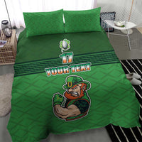 Custom Ireland Rugby with Celtic Pattern Bedding Set Shamrock Go Champions