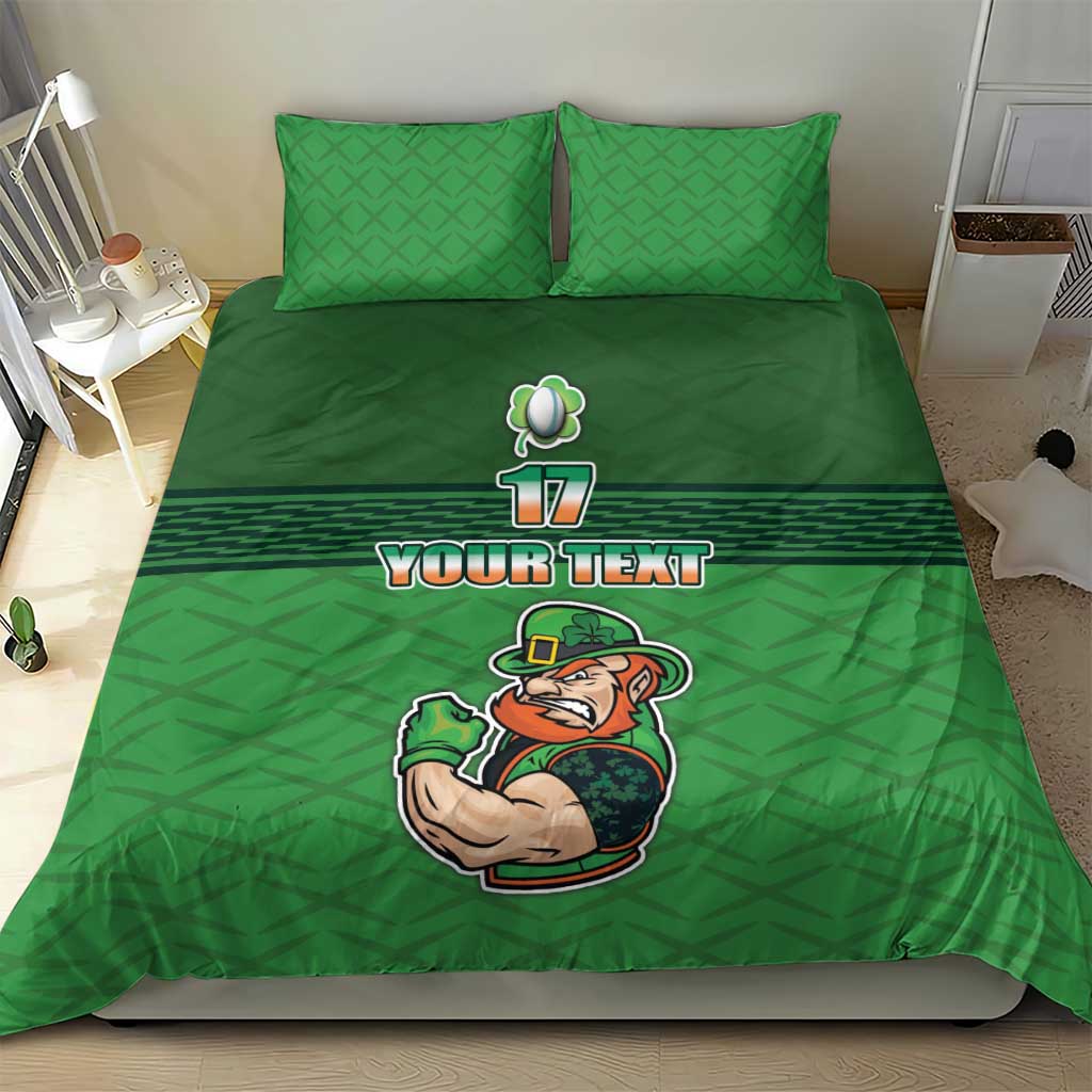 Custom Ireland Rugby with Celtic Pattern Bedding Set Shamrock Go Champions