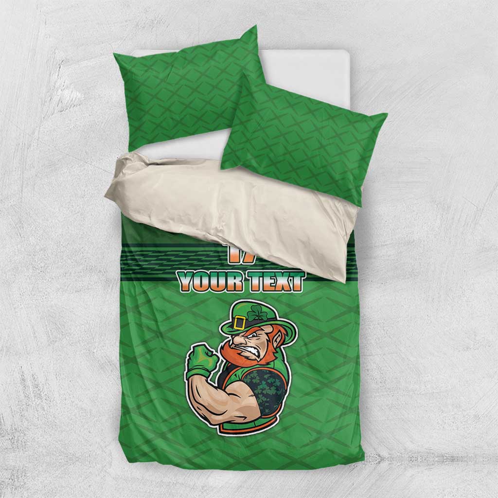 Custom Ireland Rugby with Celtic Pattern Bedding Set Shamrock Go Champions