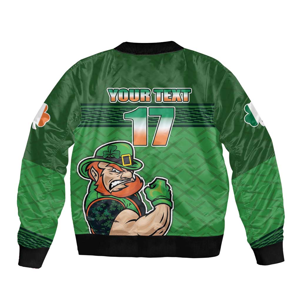Custom Ireland Rugby with Celtic Pattern Bomber Jacket Shamrock Go Champions