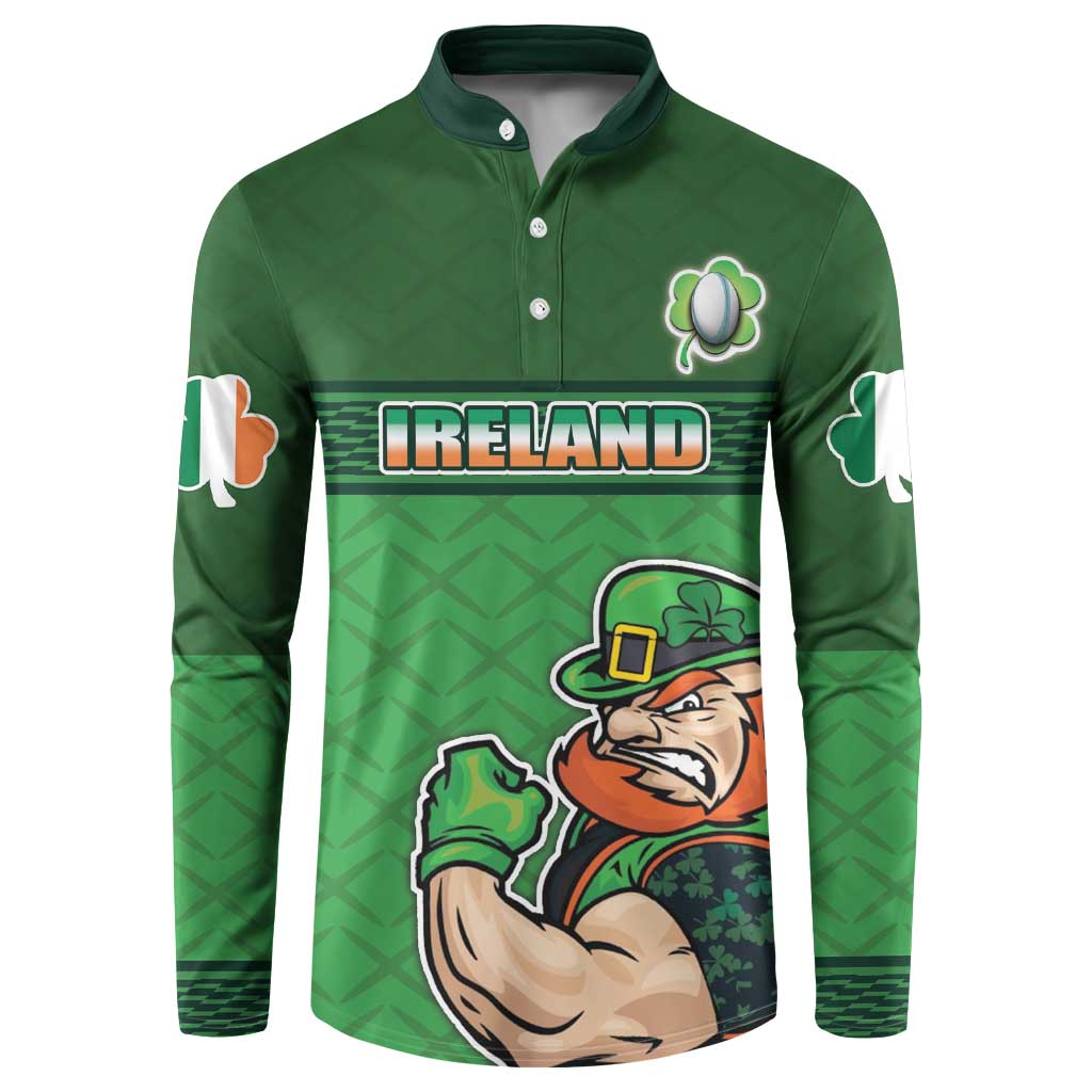 Custom Ireland Rugby with Celtic Pattern Button Sweatshirt Shamrock Go Champions