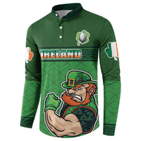 Custom Ireland Rugby with Celtic Pattern Button Sweatshirt Shamrock Go Champions