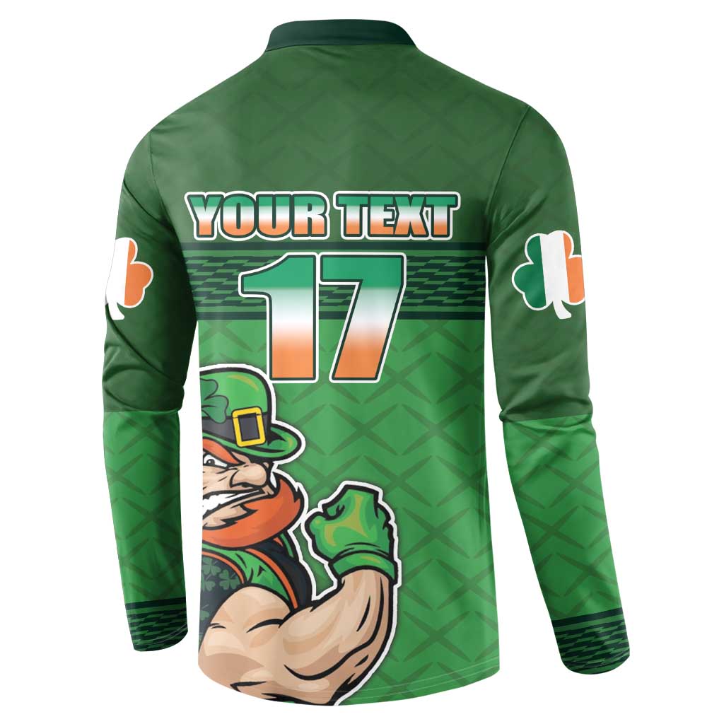 Custom Ireland Rugby with Celtic Pattern Button Sweatshirt Shamrock Go Champions