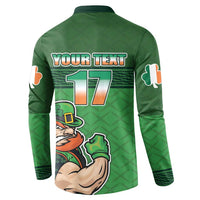 Custom Ireland Rugby with Celtic Pattern Button Sweatshirt Shamrock Go Champions