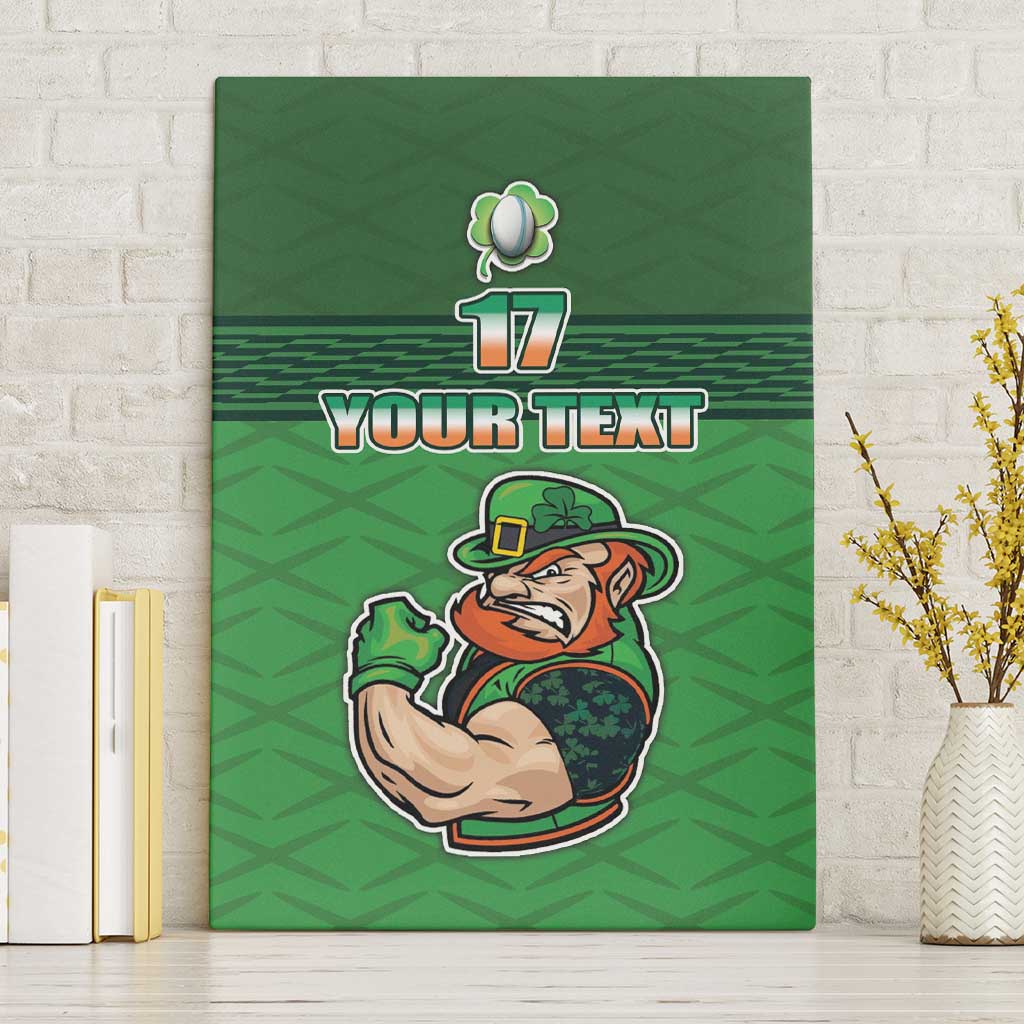Custom Ireland Rugby with Celtic Pattern Canvas Wall Art Shamrock Go Champions