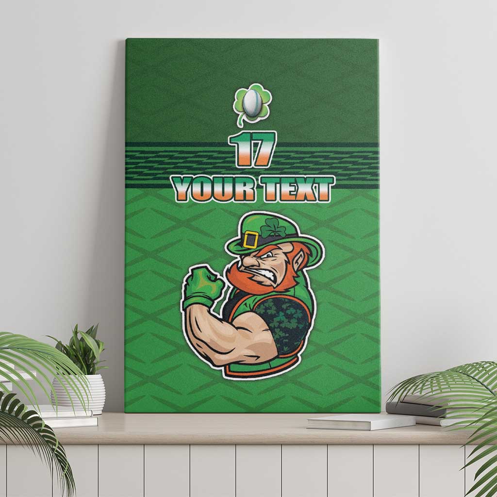 Custom Ireland Rugby with Celtic Pattern Canvas Wall Art Shamrock Go Champions
