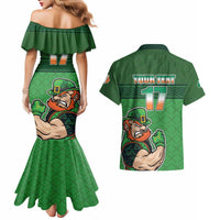 Custom Ireland Rugby with Celtic Pattern Couples Matching Mermaid Dress and Hawaiian Shirt Shamrock Go Champions