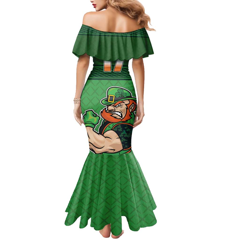 Custom Ireland Rugby with Celtic Pattern Family Matching Mermaid Dress and Hawaiian Shirt Shamrock Go Champions