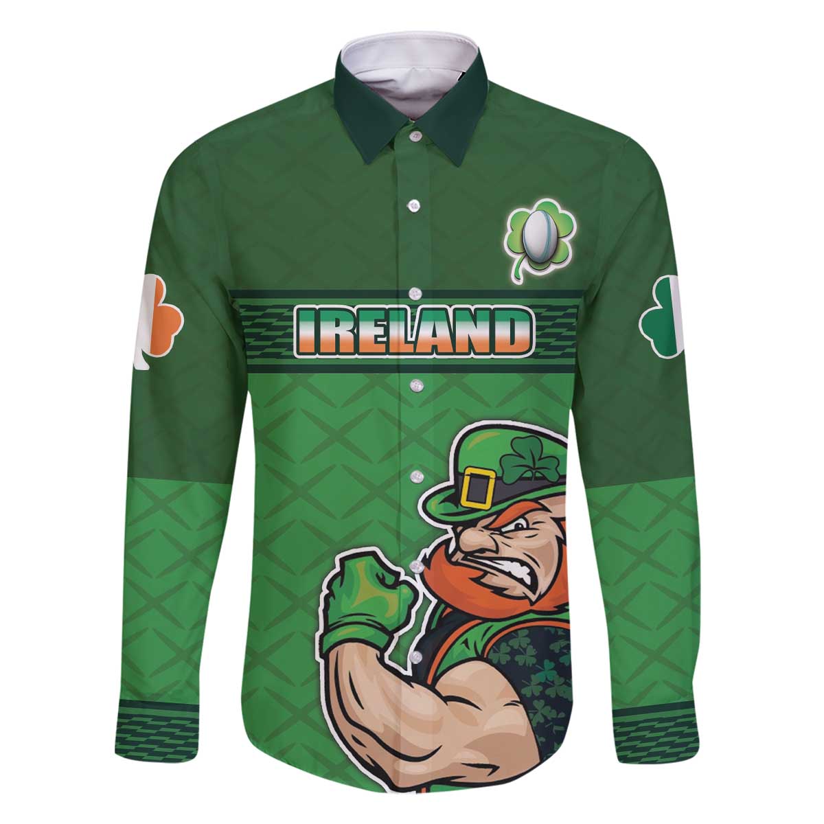 Custom Ireland Rugby with Celtic Pattern Family Matching Off The Shoulder Long Sleeve Dress and Hawaiian Shirt Shamrock Go Champions