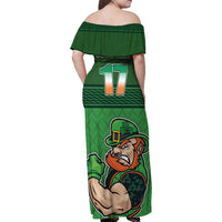 Custom Ireland Rugby with Celtic Pattern Family Matching Off Shoulder Maxi Dress and Hawaiian Shirt Shamrock Go Champions