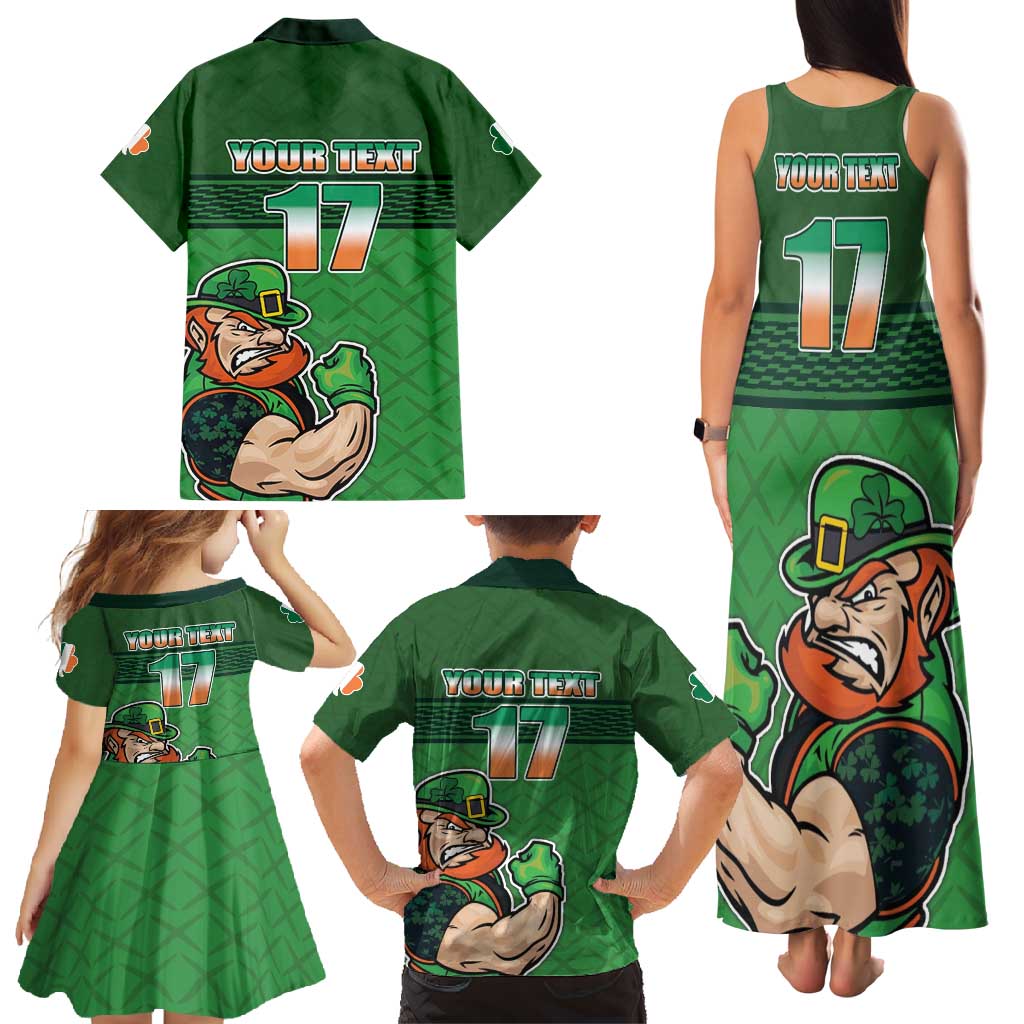 Custom Ireland Rugby with Celtic Pattern Family Matching Tank Maxi Dress and Hawaiian Shirt Shamrock Go Champions