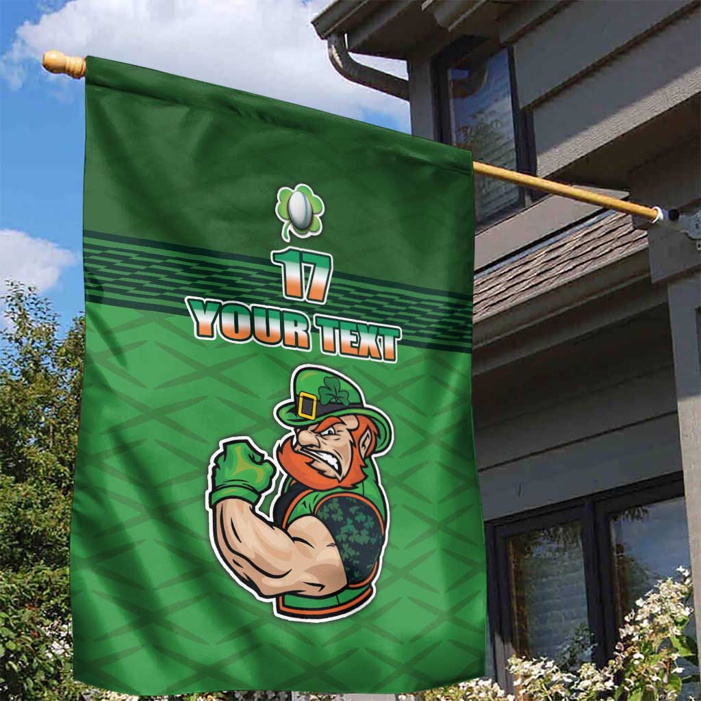 Custom Ireland Rugby with Celtic Pattern Garden Flag Shamrock Go Champions