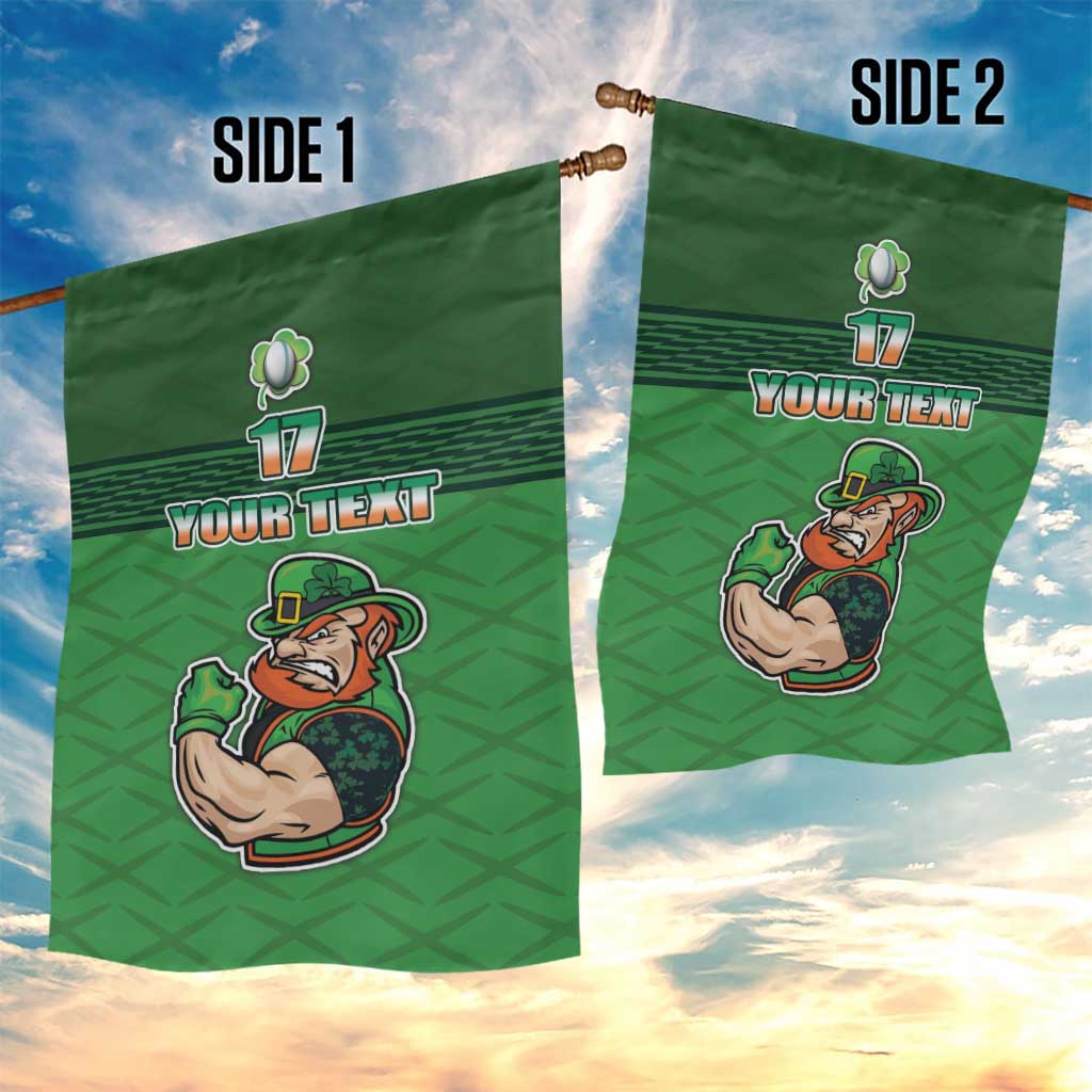 Custom Ireland Rugby with Celtic Pattern Garden Flag Shamrock Go Champions