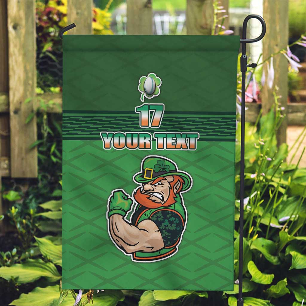 Custom Ireland Rugby with Celtic Pattern Garden Flag Shamrock Go Champions