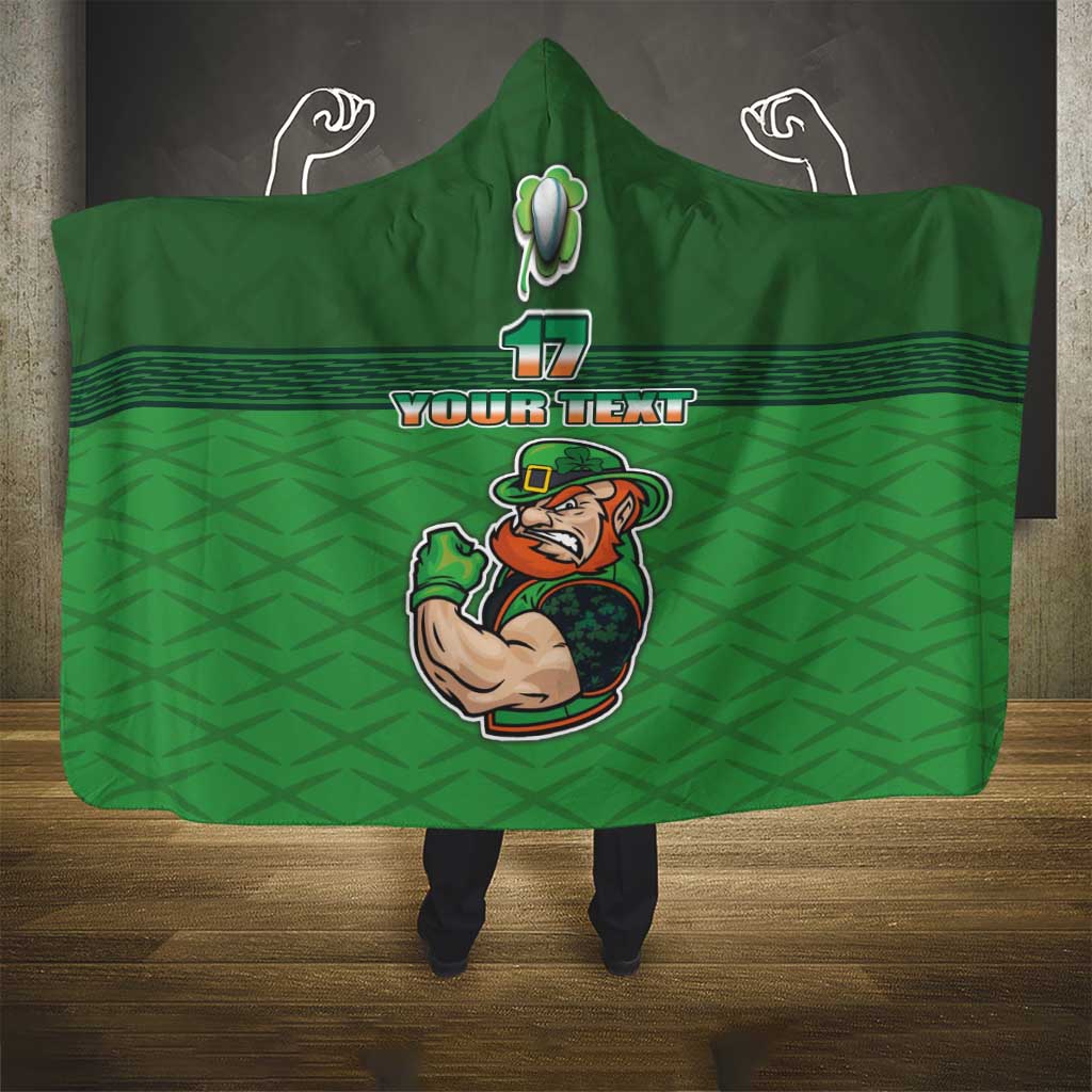 Custom Ireland Rugby with Celtic Pattern Hooded Blanket Shamrock Go Champions