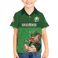 Custom Ireland Rugby with Celtic Pattern Kid Hawaiian Shirt Shamrock Go Champions
