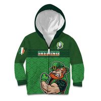 Custom Ireland Rugby with Celtic Pattern Kid Hoodie Shamrock Go Champions