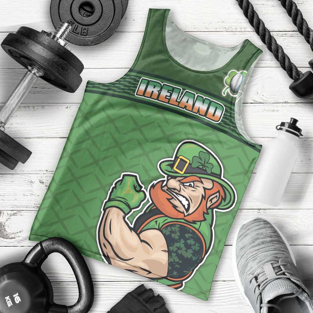 Custom Ireland Rugby with Celtic Pattern Men Tank Top Shamrock Go Champions