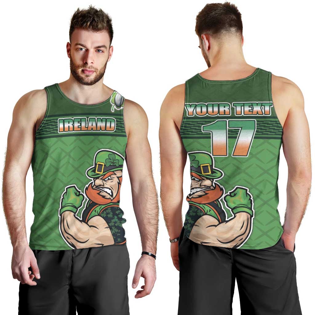 Custom Ireland Rugby with Celtic Pattern Men Tank Top Shamrock Go Champions