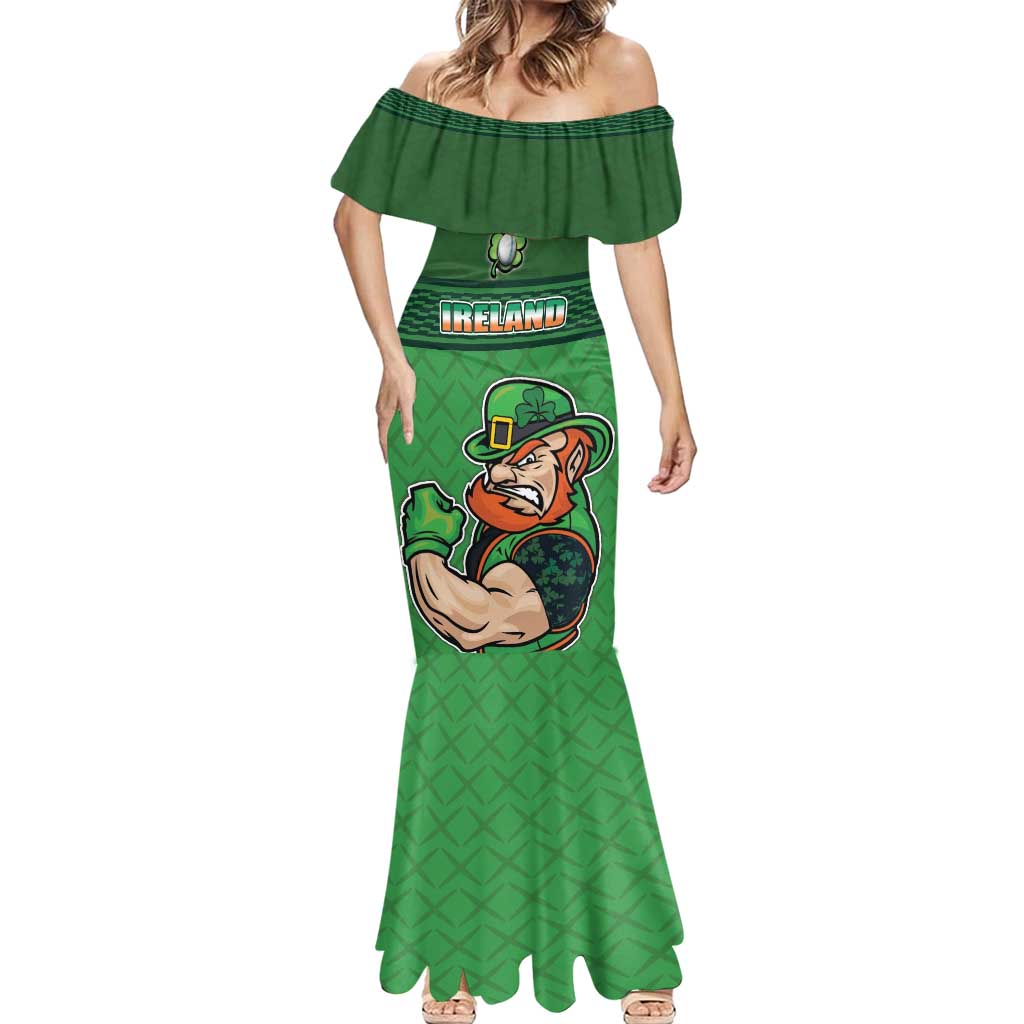 Custom Ireland Rugby with Celtic Pattern Mermaid Dress Shamrock Go Champions