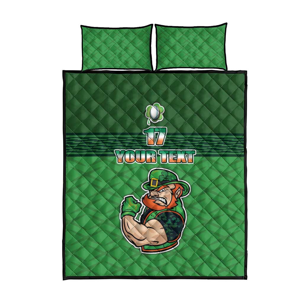 Custom Ireland Rugby with Celtic Pattern Quilt Bed Set Shamrock Go Champions