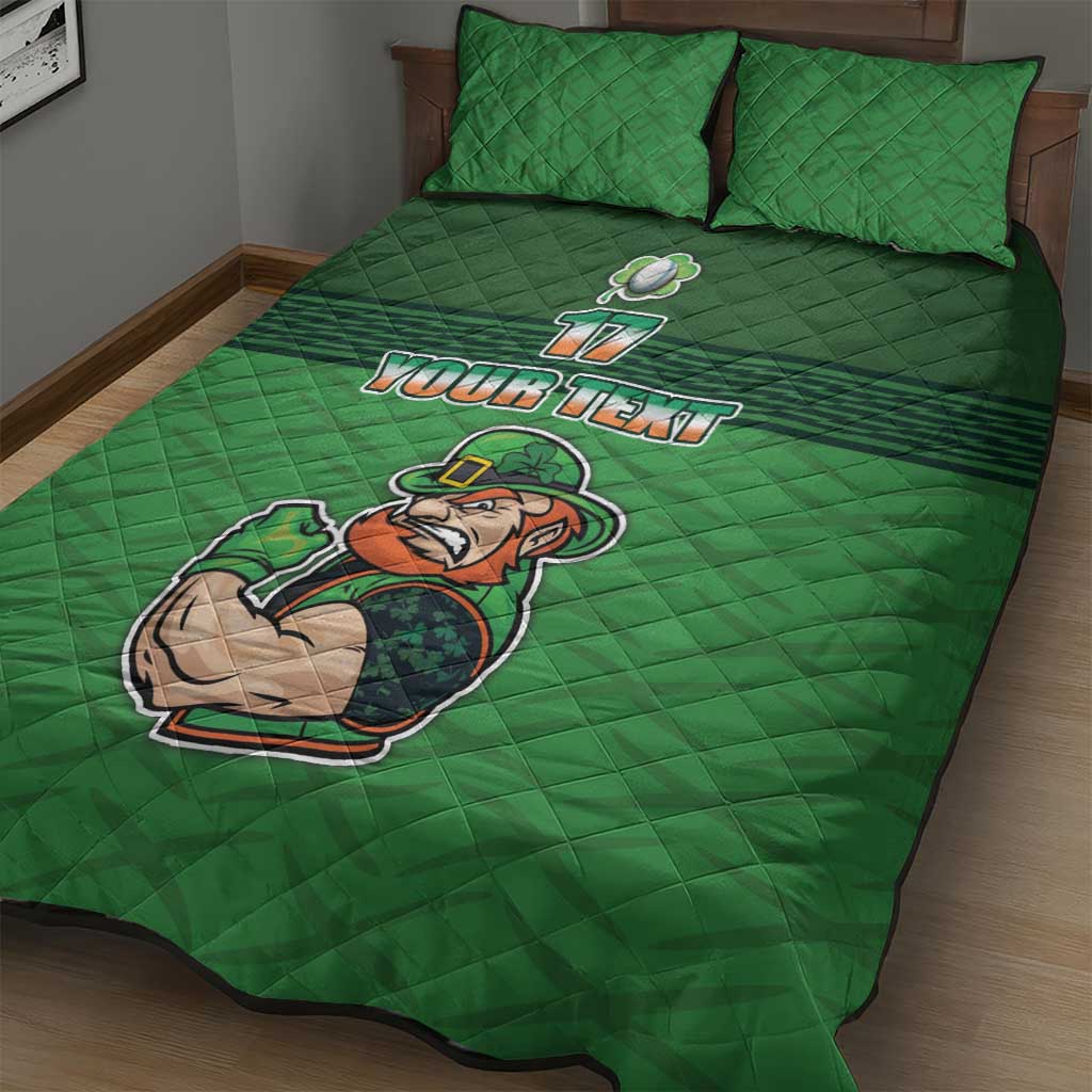 Custom Ireland Rugby with Celtic Pattern Quilt Bed Set Shamrock Go Champions