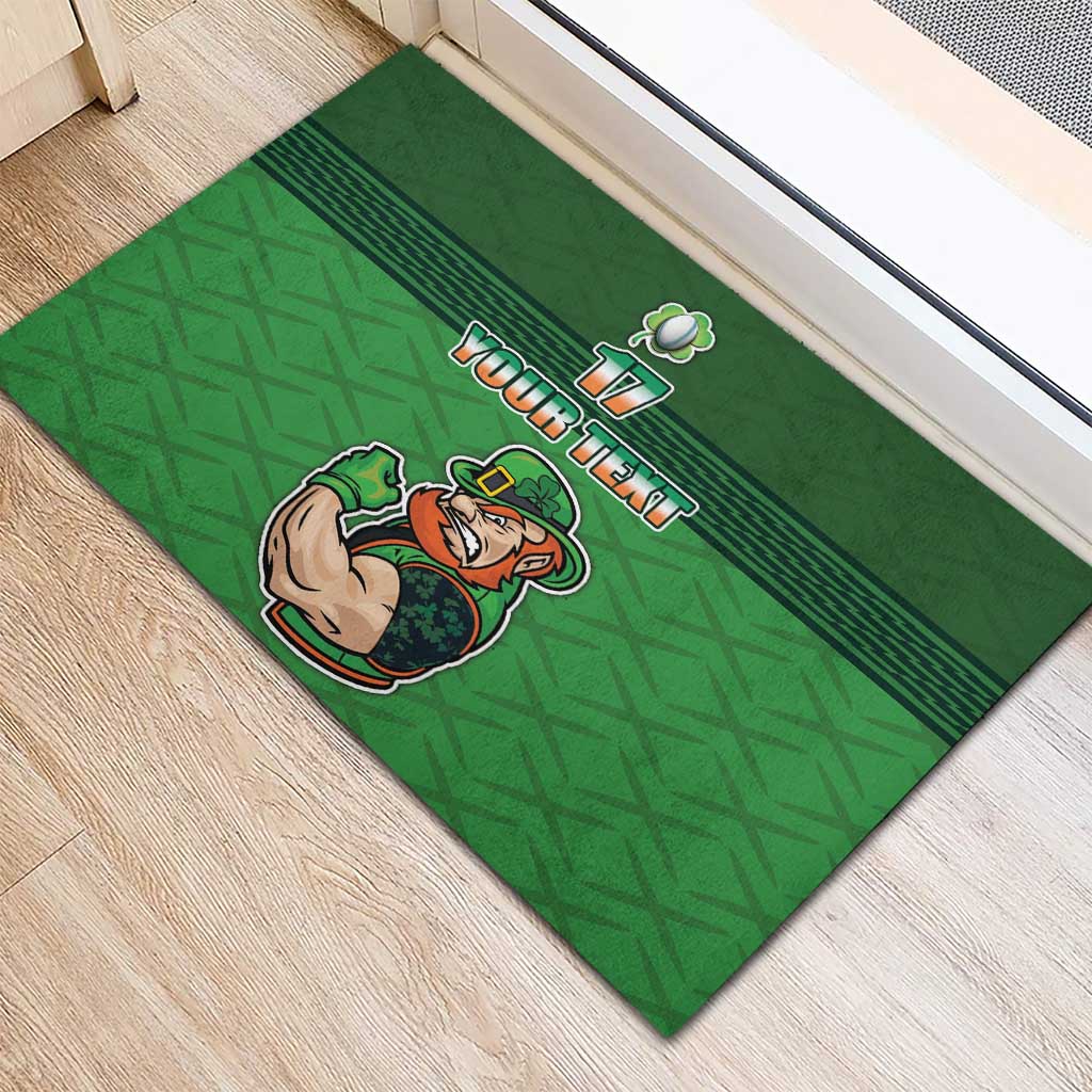 Custom Ireland Rugby with Celtic Pattern Rubber Doormat Shamrock Go Champions