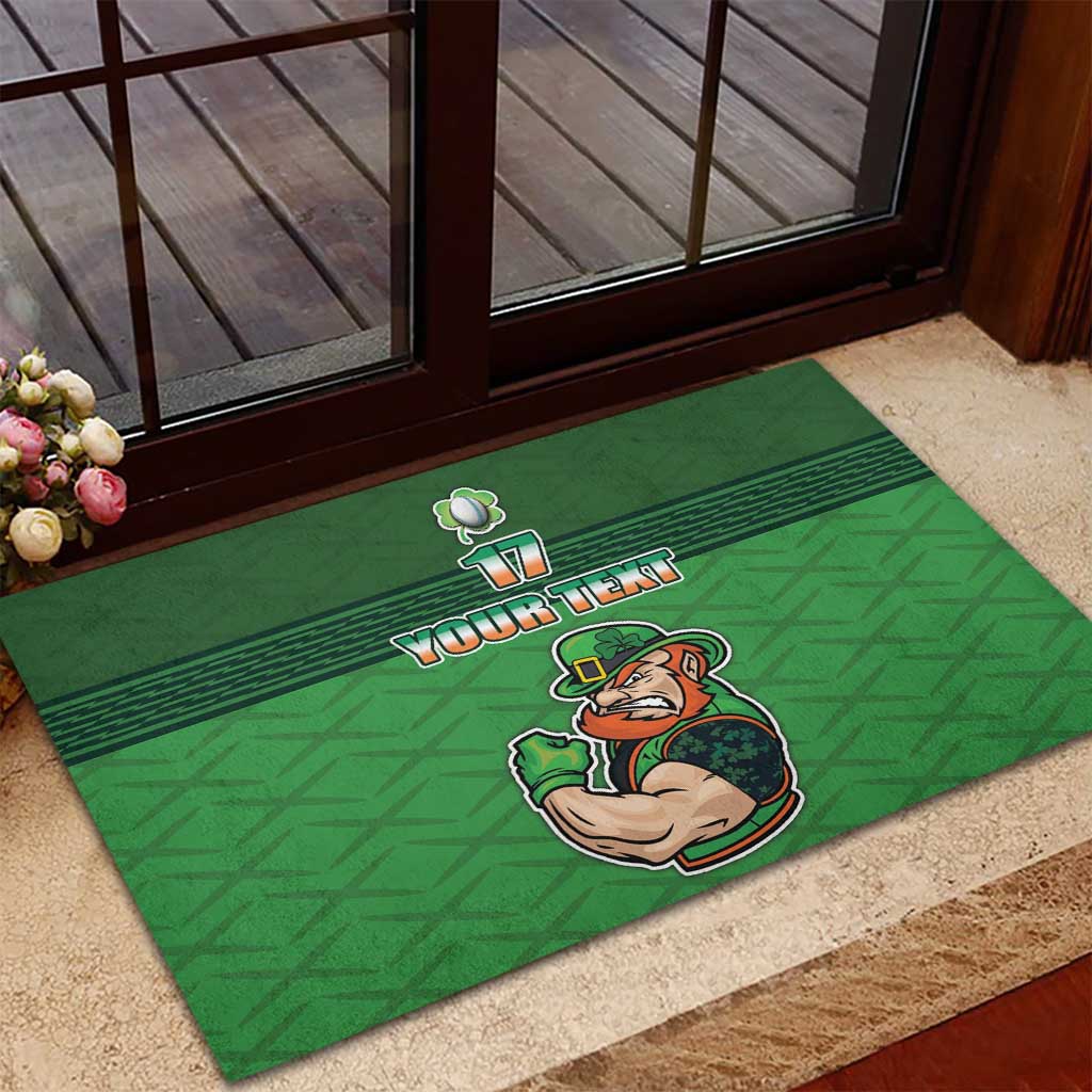 Custom Ireland Rugby with Celtic Pattern Rubber Doormat Shamrock Go Champions
